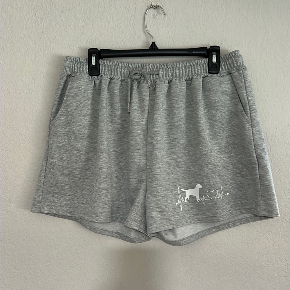 Gray Women's Shorts with Heartbeat Design